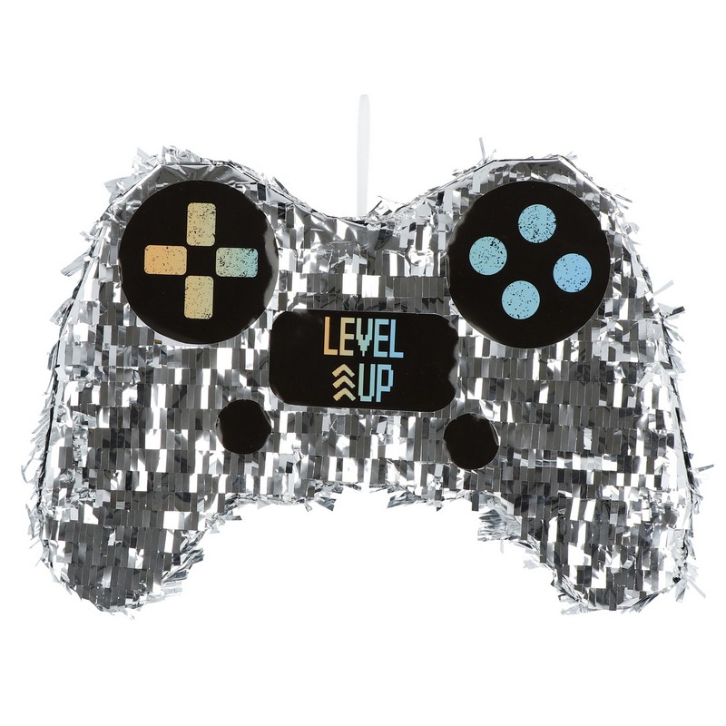 Game Controller Piñata Sølv - 1 stk (31 x 45 x 10) | Computerspil Pinata - Temashop
