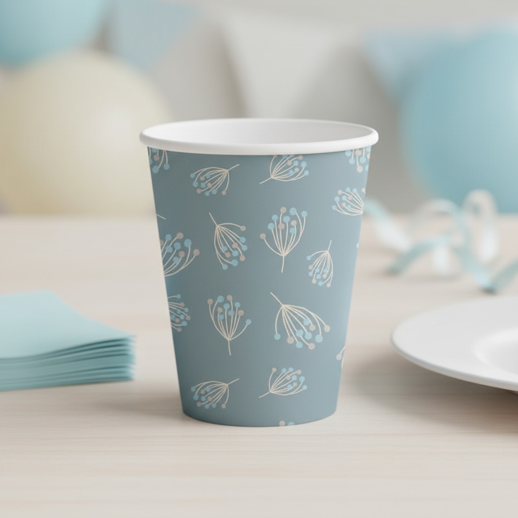 Blooming Baby Boy Papkrus Blå - 8 stk (250 ml) | Babyshower Krus - Temashop