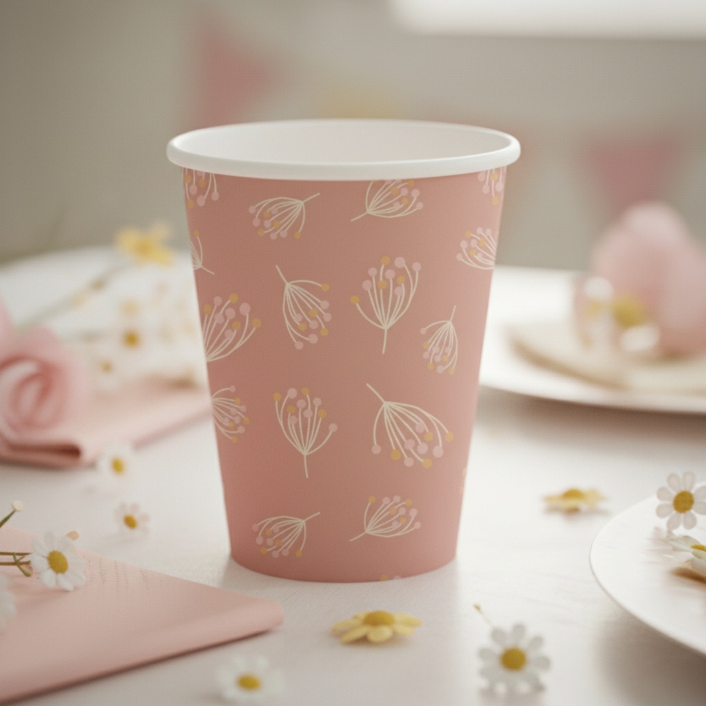 Blooming Baby Girl Papkrus Rosa - 8 stk (250 ml) | Babyshower Krus - Temashop