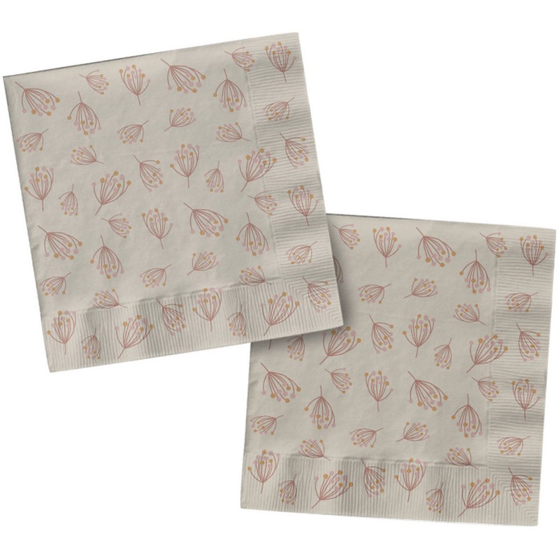 Blooming Baby Girl Servietter Lyserød - 20 stk (33 x 33 cm) | Babyshower Servietter - Temashop