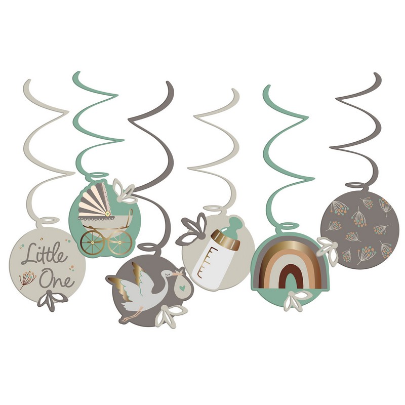 Blooming Baby Swirls Mint - 6 stk | Babyshower Spiraler/string - Temashop