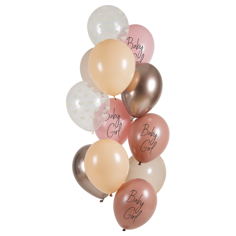Baby Girl Latexballoner Rosa - 12 stk (33 cm) | Babyshower Latexballoner - Temashop