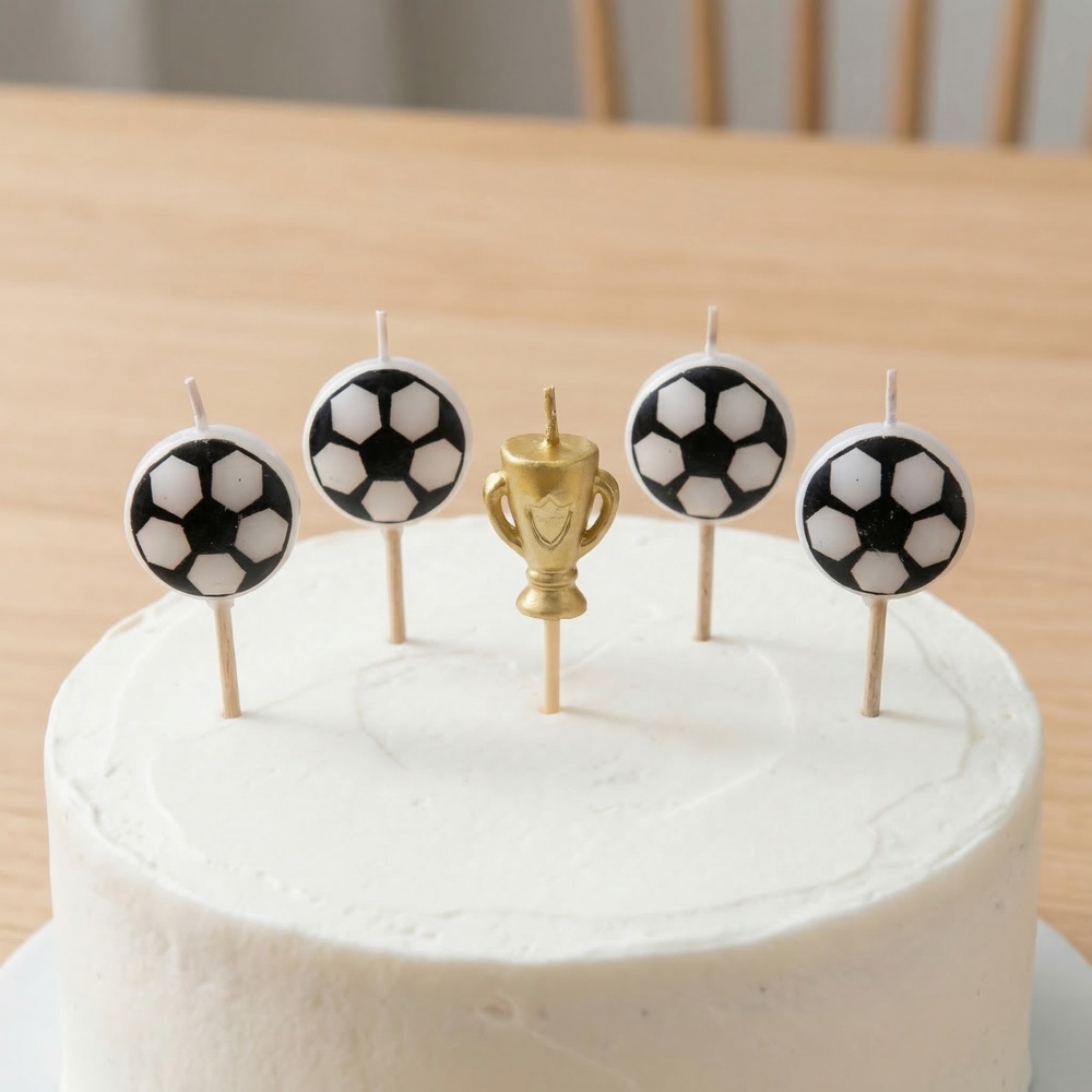Fodbold Kagelys - 6 stk (6 x 1,5 cm) | Fodbold Kagelys - Temashop