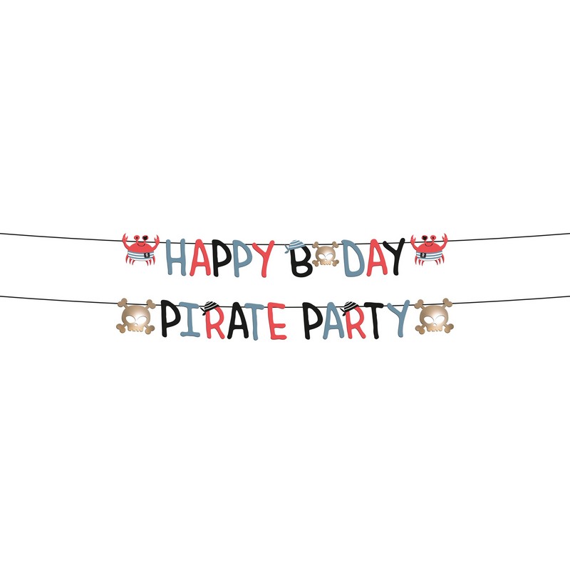 Pirat Happy Bday Guirlande - 1 sæt (1,5 m) | Pirat Guirlander - Temashop