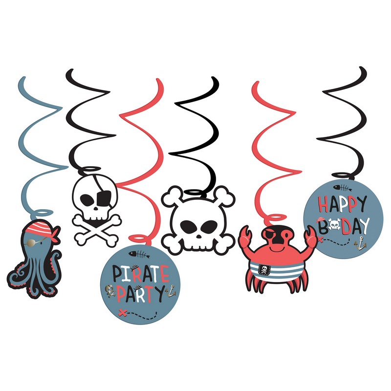 Pirat Party Swirls - 6 stk | Pirat Spiraler/string - Temashop