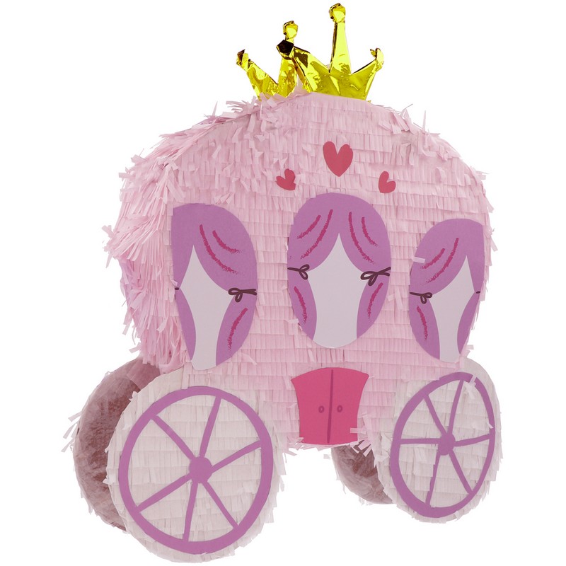 Prinsessekaret Piñata Lyserød - 1 stk (45 x 50 x 10 cm) | Prinsesse Pinata - Temashop
