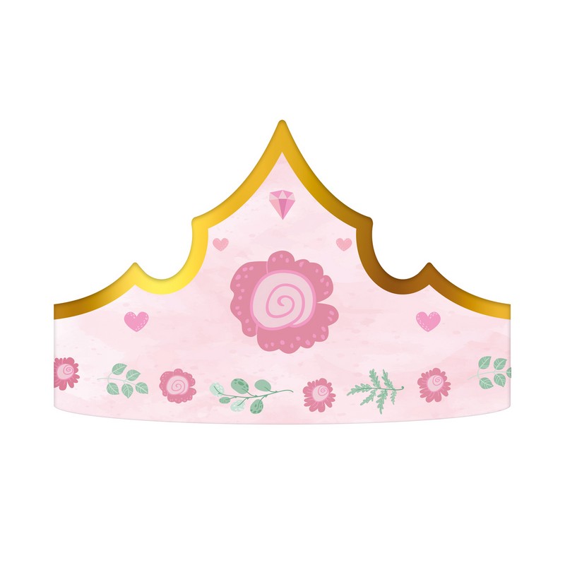 Prinsesse Party Tiaraer Lyserød/Guld - 6 stk (10 x 60 cm) | Prinsesse Partytiara - Temashop