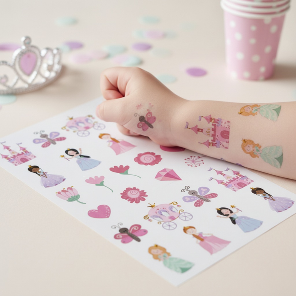 Prinsesse Falske Tatoveringer - 25 stk (14 x 21 cm) | Prinsesse Falske tatoveringer - Temashop