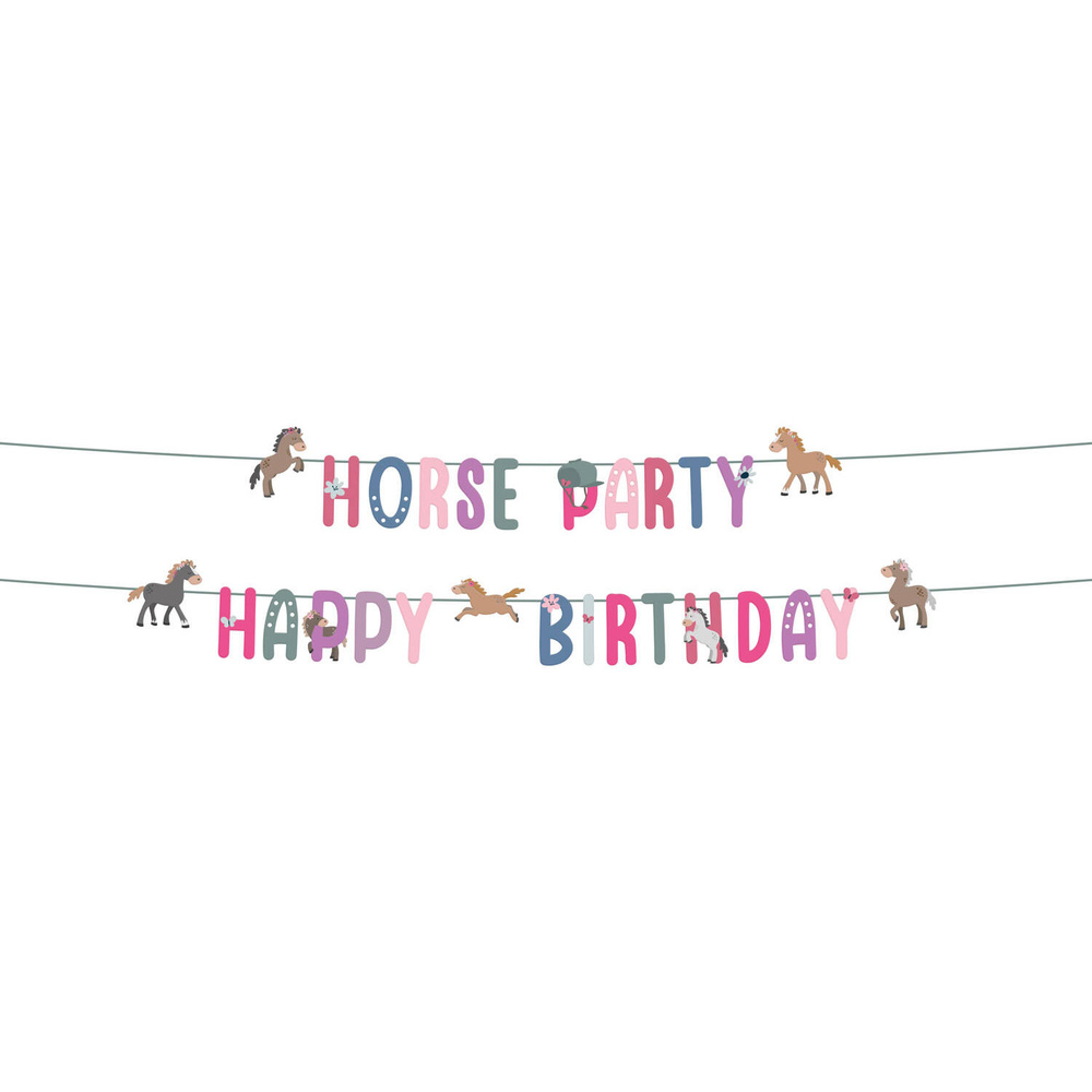 Horse Party Happy Birthday Bogstavbanner
