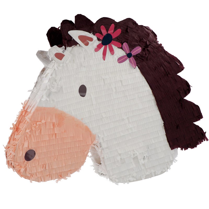 Hestehoved Piñata Hvid - 1 stk (45 x 53 x 10 cm) | Hest Pinata - Temashop