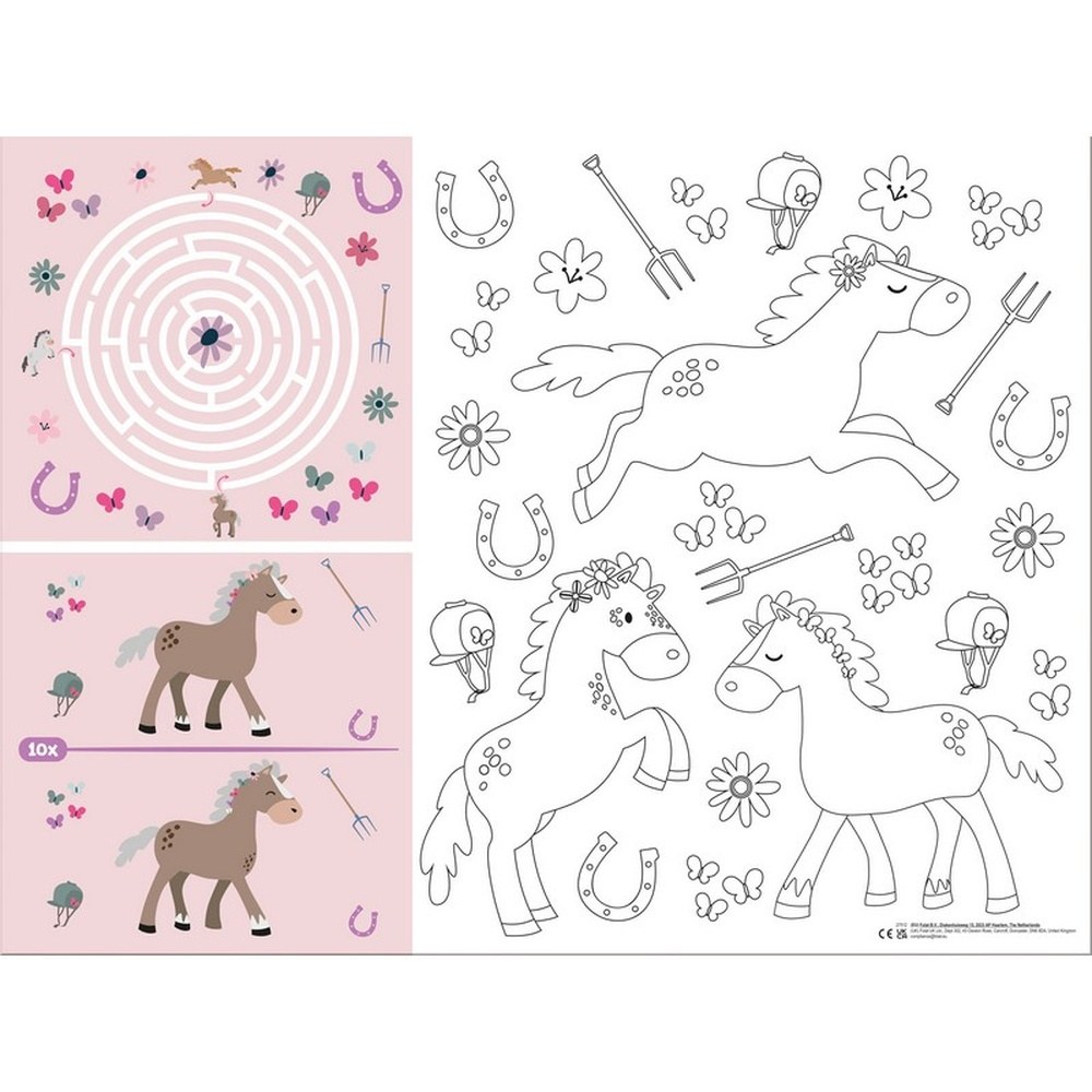 Heste Aktivitetsdækkeservietter - 6 stk (40 x 30 cm) | Hest Dækkeservietter - Temashop