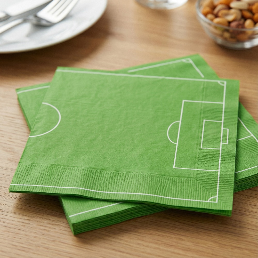 Fodboldbane Servietter Grøn - 20 stk (33 x 33 cm) | Fodbold Servietter - Temashop