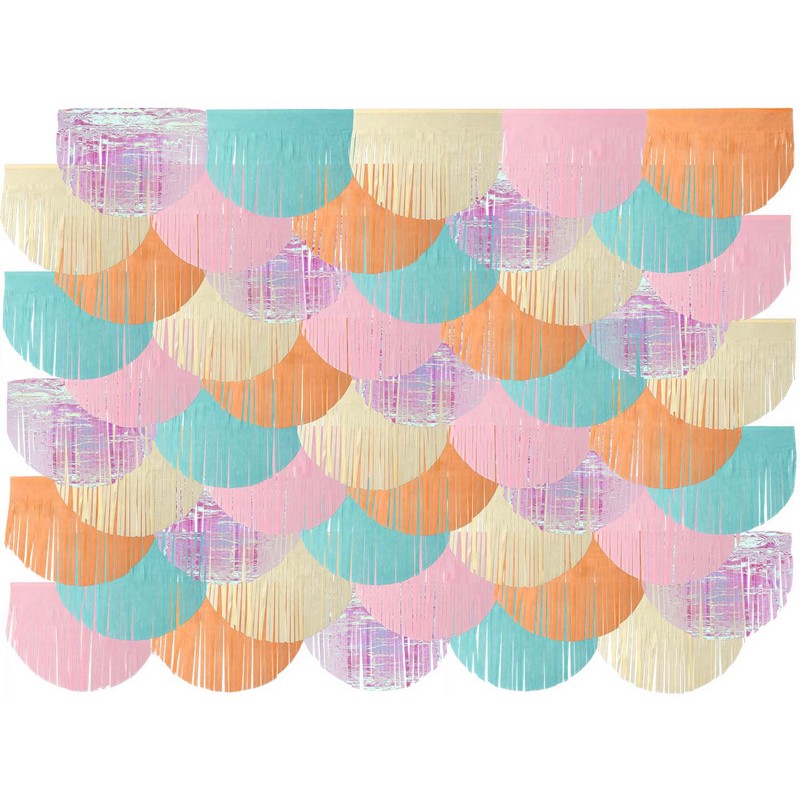 Pastel Frynse Backdrop - 1 stk (2 x 2 m) | Pastel Vægbaggrunde - Temashop