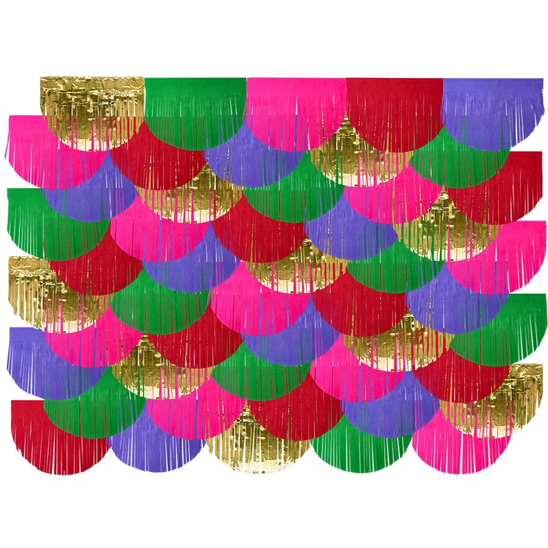 Regnbue Frynse Backdrop Guld/Multi - 1 stk (2 x 2 m) | Regnbue Vægbaggrunde - Temashop