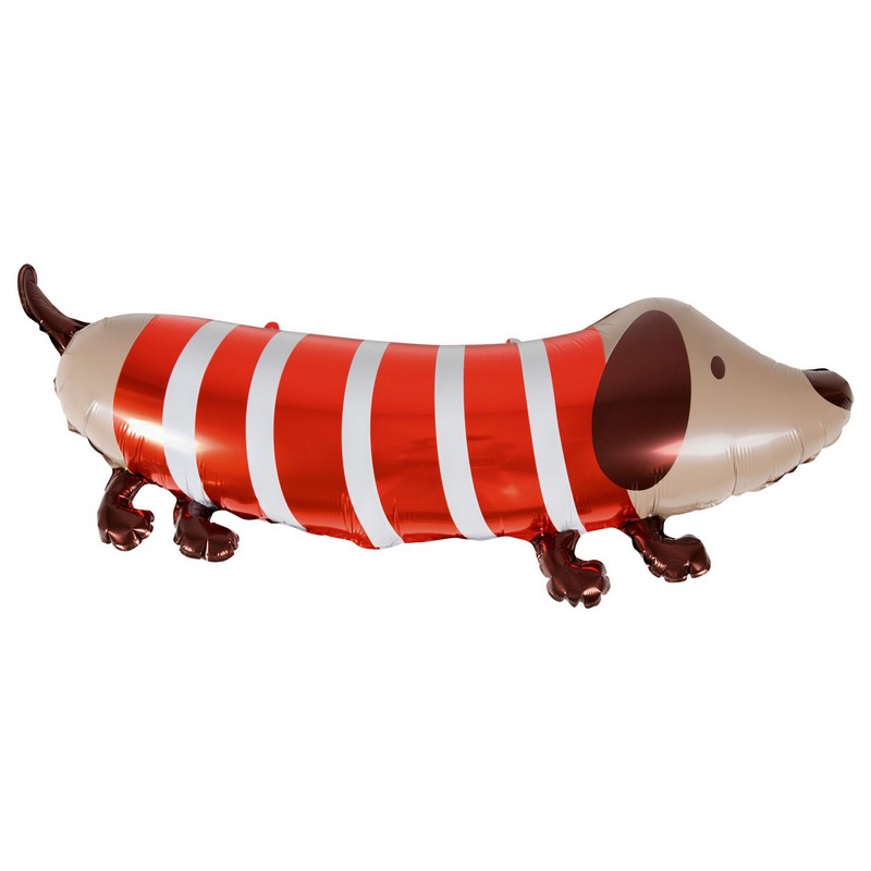 Gravhund Folieballon Rød/Hvid