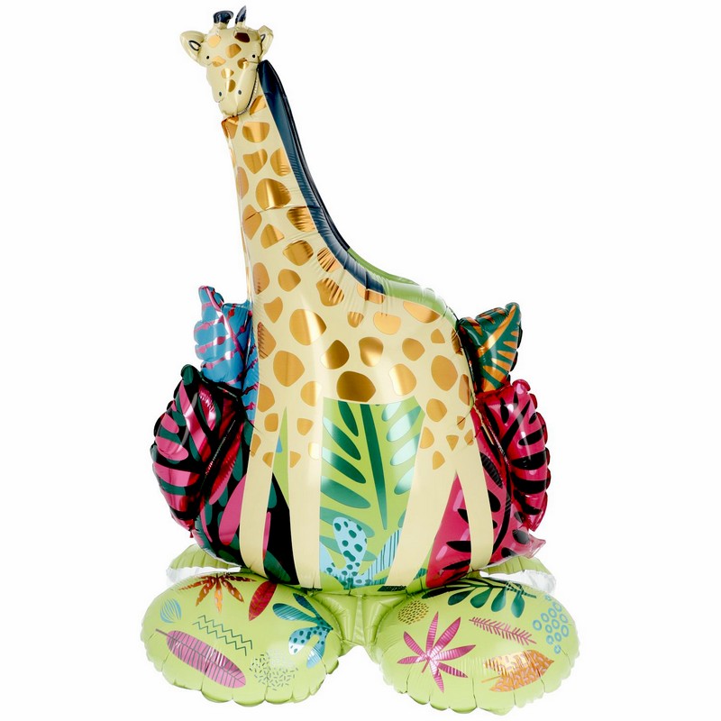 Stående Giraf Folieballon - 1 stk (53 x 79 cm) | Giraf Folieballoner - Temashop