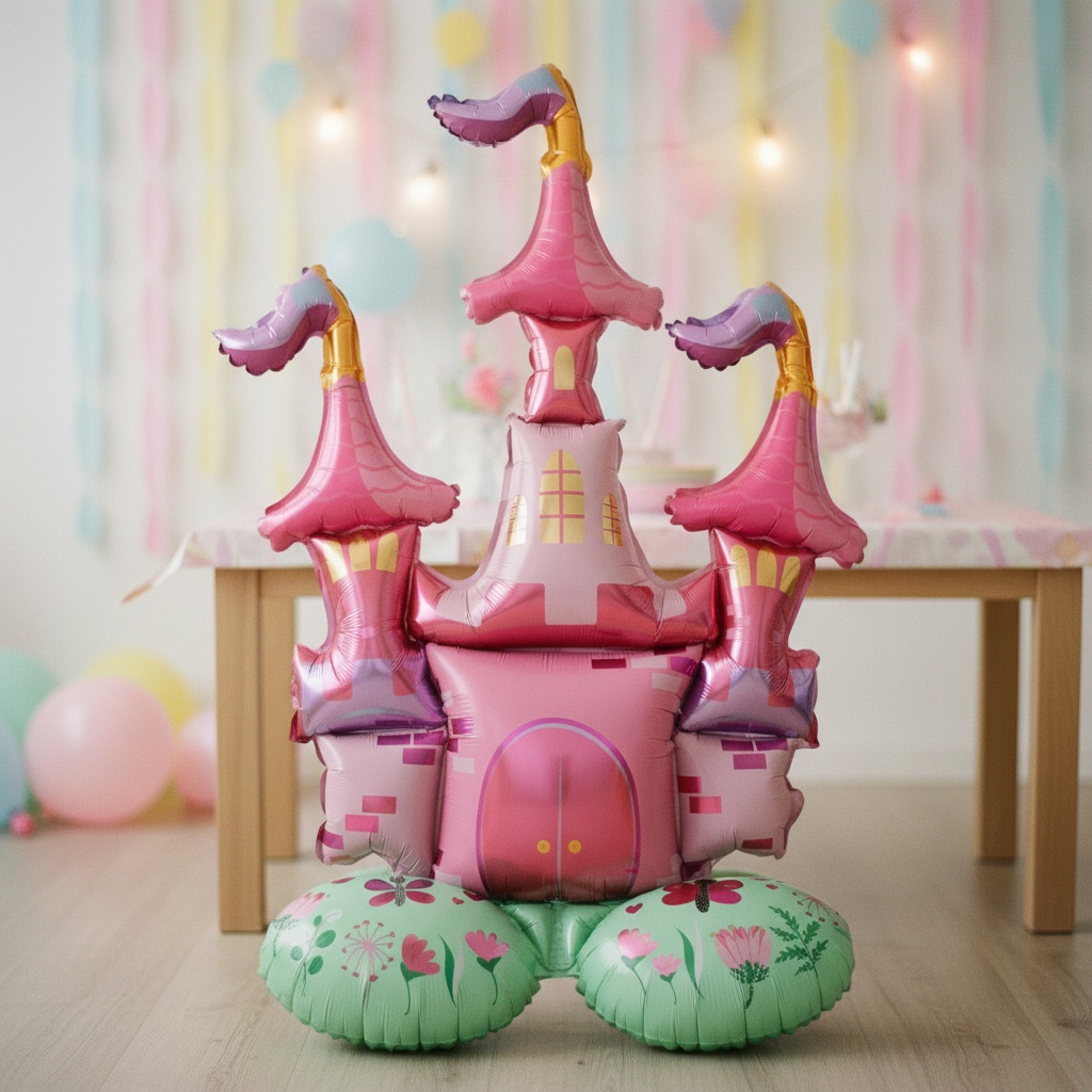 Prinsesseslot Folieballon Pink - 1 stk (65 x 90 cm) | Prinsesse Folieballoner - Temashop