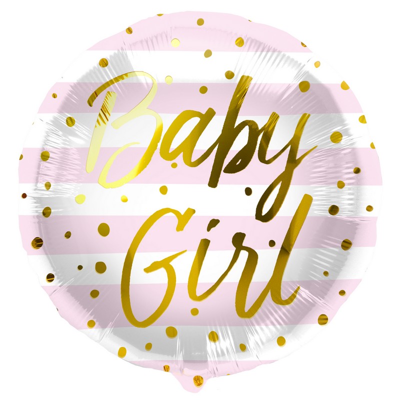 Baby Girl Folieballon Lyserød/Guld