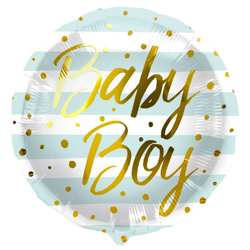 Baby Boy Folieballon Lyseblå/Guld