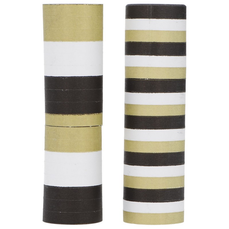 Stribede Serpentiner Sort/Guld/Hvid
