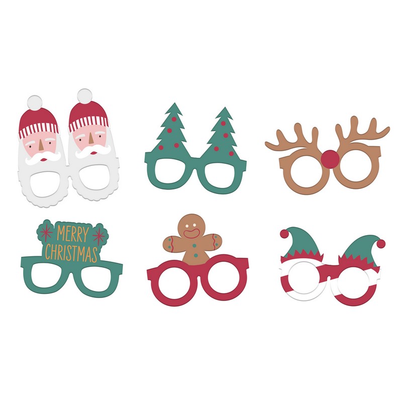 Julemotiv Partybriller - 6 stk | Jul Partybriller - Temashop