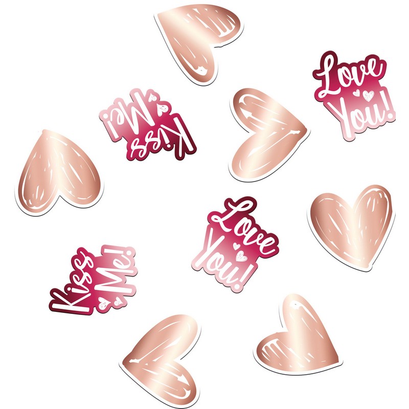Kiss Me Hjerte Konfetti Rosaguld - 45 dele | Valentinsdag Konfetti - Temashop
