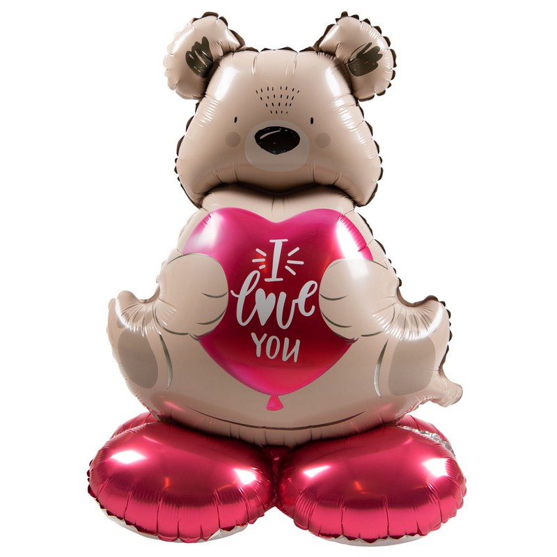 I Love You Teddybjørn Stående Folieballon