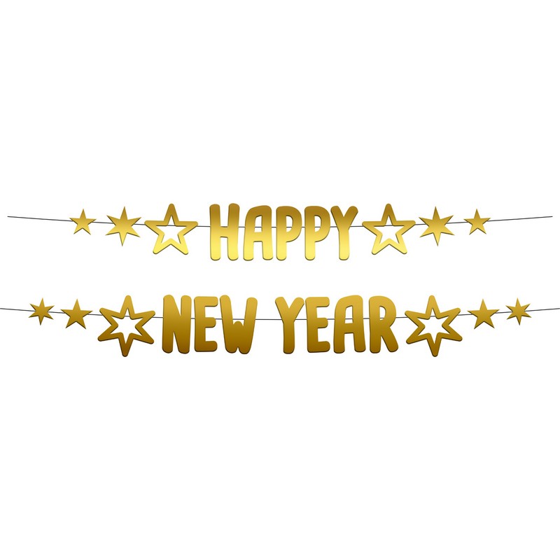 Happy New Year Guirlande Guld
