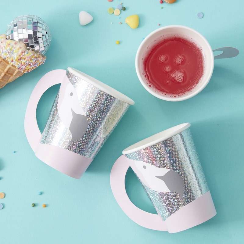 Flamingo Papkrus Med Hank Iriserende - 8 stk (250 ml) | Flamingo Krus - Temashop