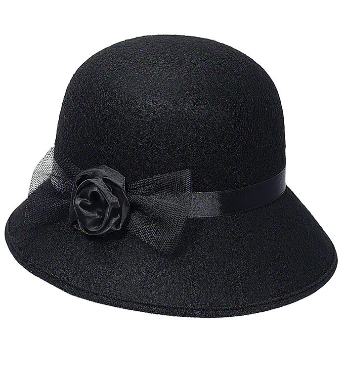 Flapper 20'er Hat Sort | 20'erne Gangster Hat / Hue / Hjelm - Hovedtilbehør - Temashop