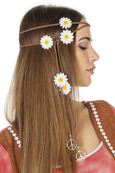 Flower Power Hårbånd | 60'erne Hippie Hårbøjle / Pandebånd / Hårbånd - Hovedtilbehør - Temashop