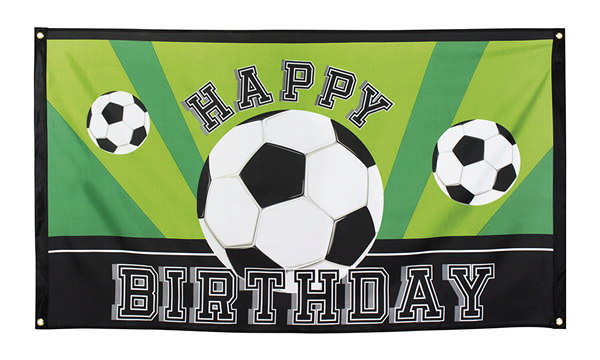 Fodbold Happy Birthday Banner - 1 stk (90 x 150 cm) | Fodbold Bannere - Temashop