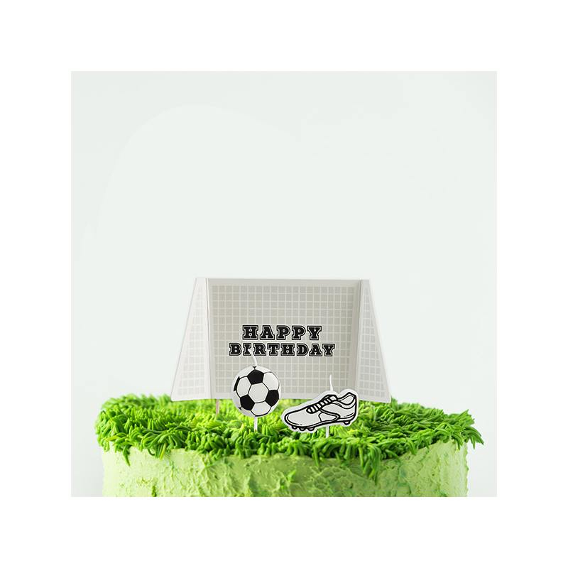 Fodbold Kagesæt - 3 stk (10,5 x 15,3 cm) | Fodbold Kagelys - Temashop