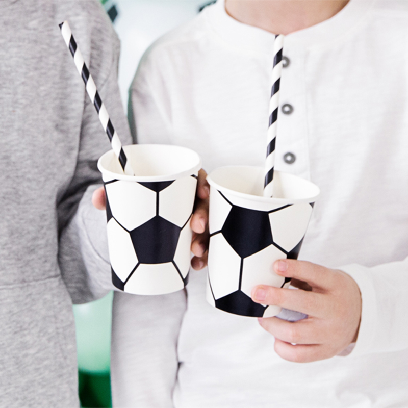 Fodbold Kopper - 6 stk (220 ml) | Fodbold Krus - Temashop