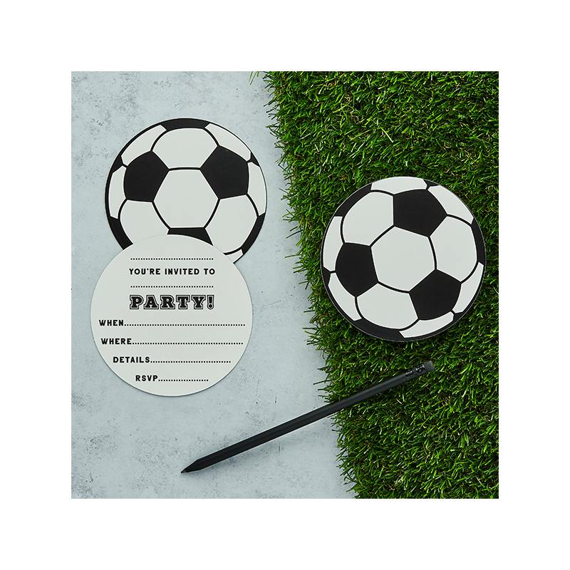 Fodbold Party Invitationer - 10 stk (14 x 13 cm) | Fodbold Invitationer - Temashop