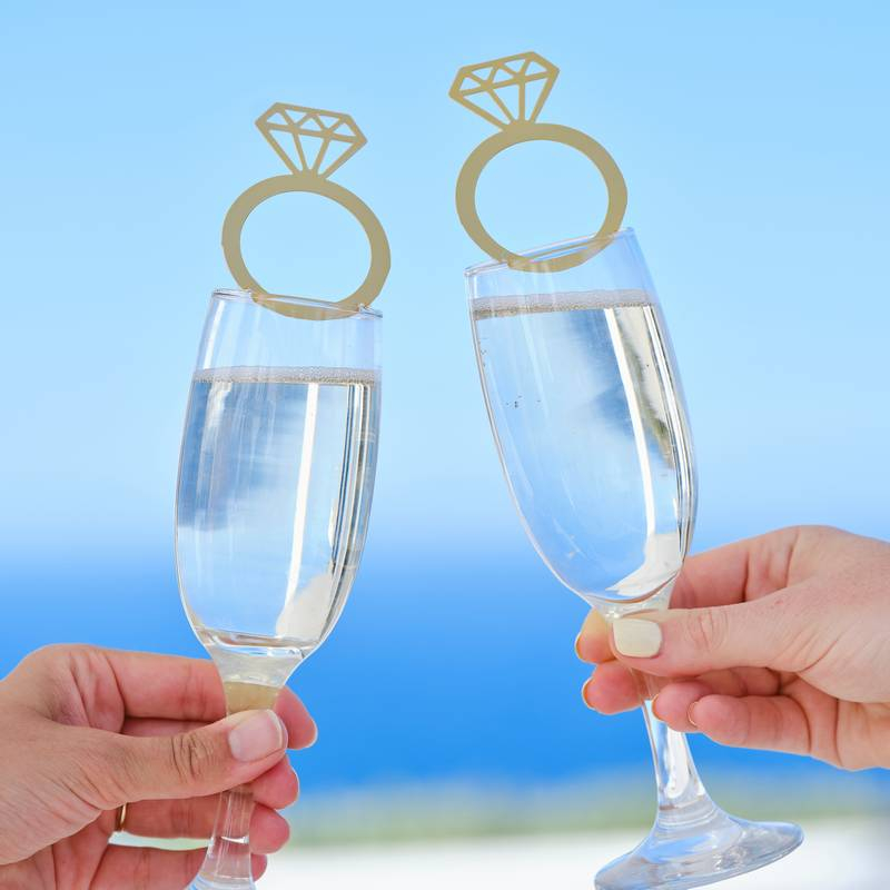 Forlovelsesring Drinktoppere - 6 stk (7,5 x 5 cm) | Bachelorette Drinkstilbehør - Temashop