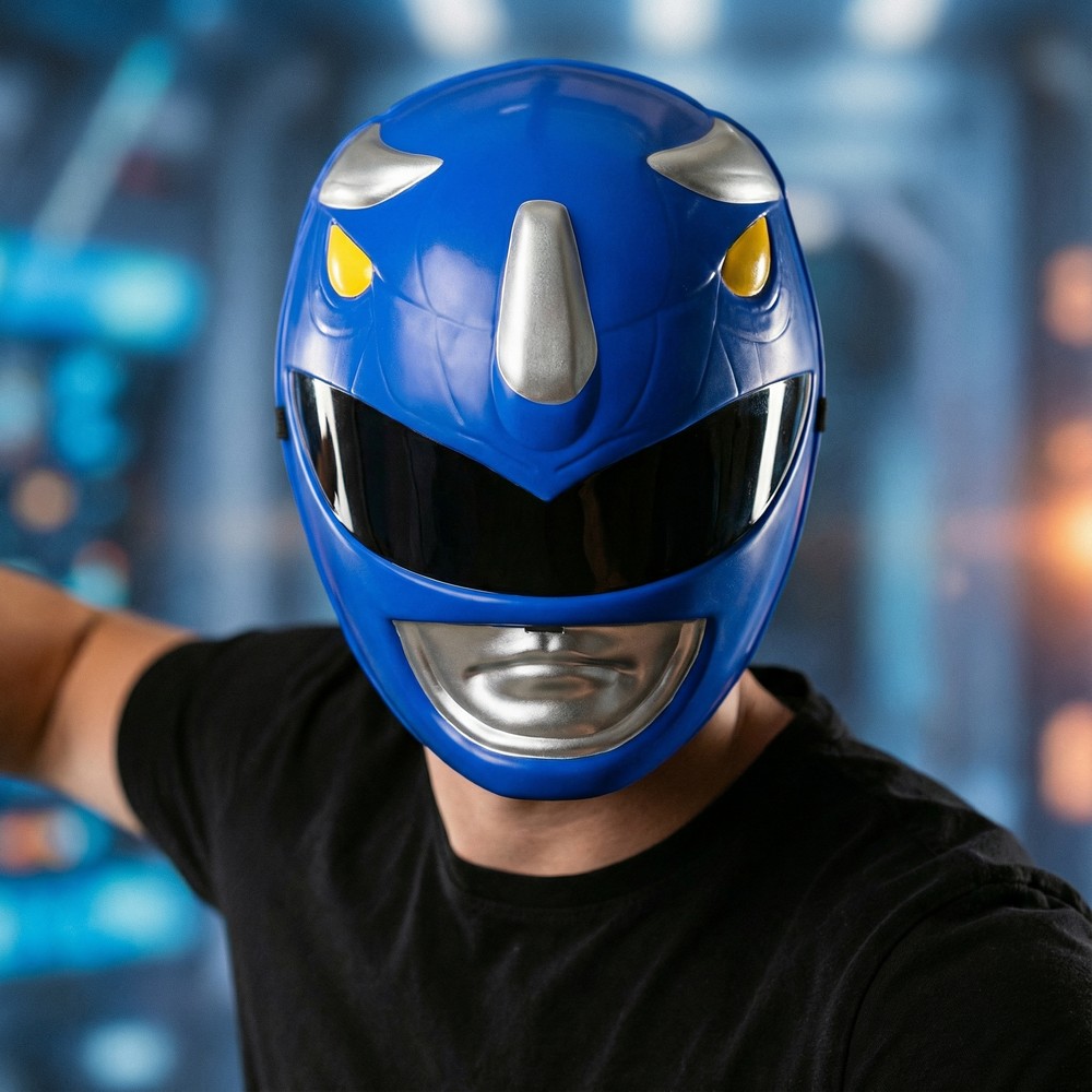 Power Rangers Blå Børnehjelm | Power Rangers Hat / Hue / Hjelm - Hovedtilbehør - Temashop