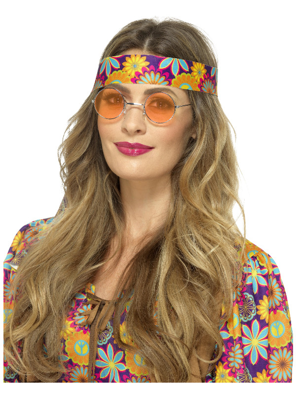 funky hippie briller orange tilbehoer 60 er kostumetilbehoer