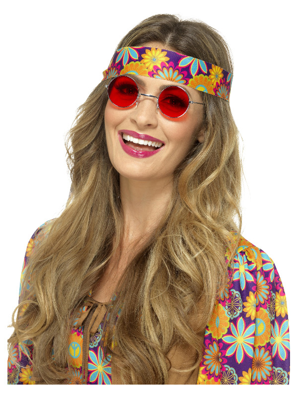 Funky Hippie Briller Rød | 60'erne Hippie Briller - Hovedtilbehør - Temashop