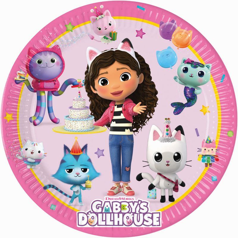 Gabby's Dollhouse Tallerkener - 8 stk (23 cm) | Gabbys Dollhouse Tallerkner - Temashop