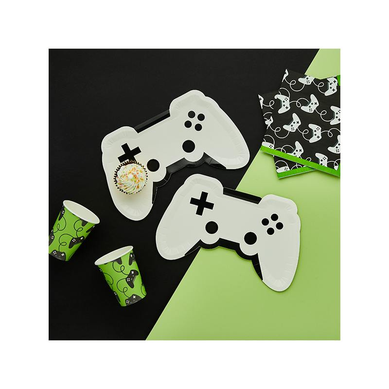 Gaming Controller Paptallerkener - 8 stk (27,5 x 17 cm) | Computerspil Tallerkner - Temashop