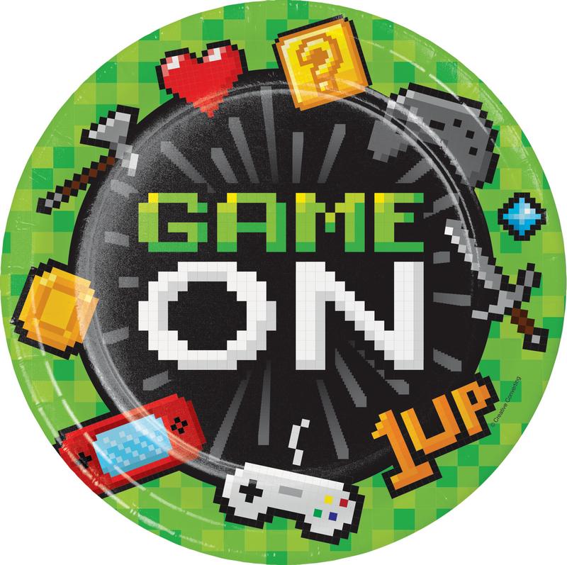 Gaming Party Tallerkener - 8 stk (23 cm) | Computerspil Tallerkner - Temashop