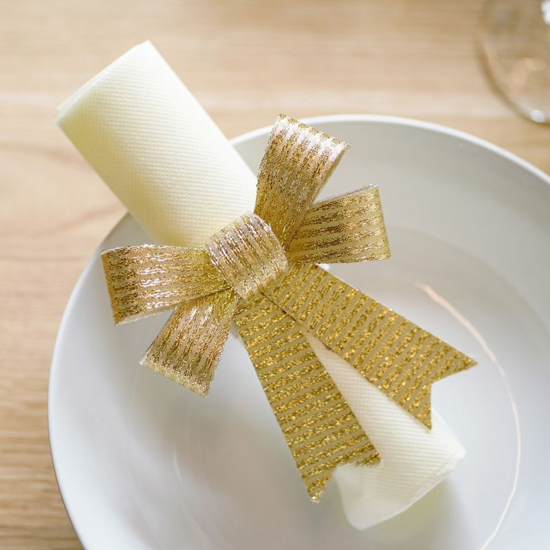 Gavesløjfe Guld - 1 stk (23 x 38 cm) | Guld tema Bånd - Temashop