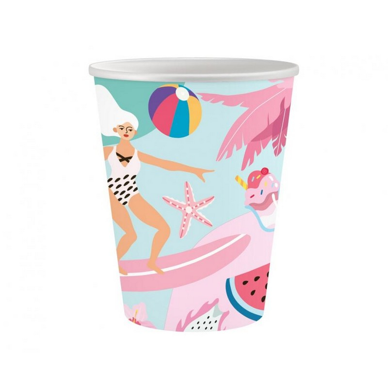 Summer Surfing Papkrus - 6 stk (250 ml) | Sommer Krus - Temashop