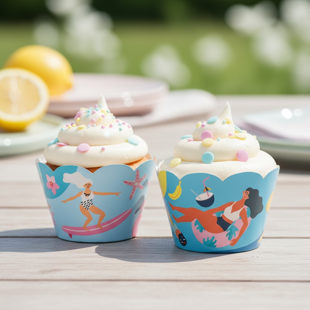 Sommer Cupcake Wrappers - 6 stk | Sommer Cupcake Forme & Wrappers - Temashop