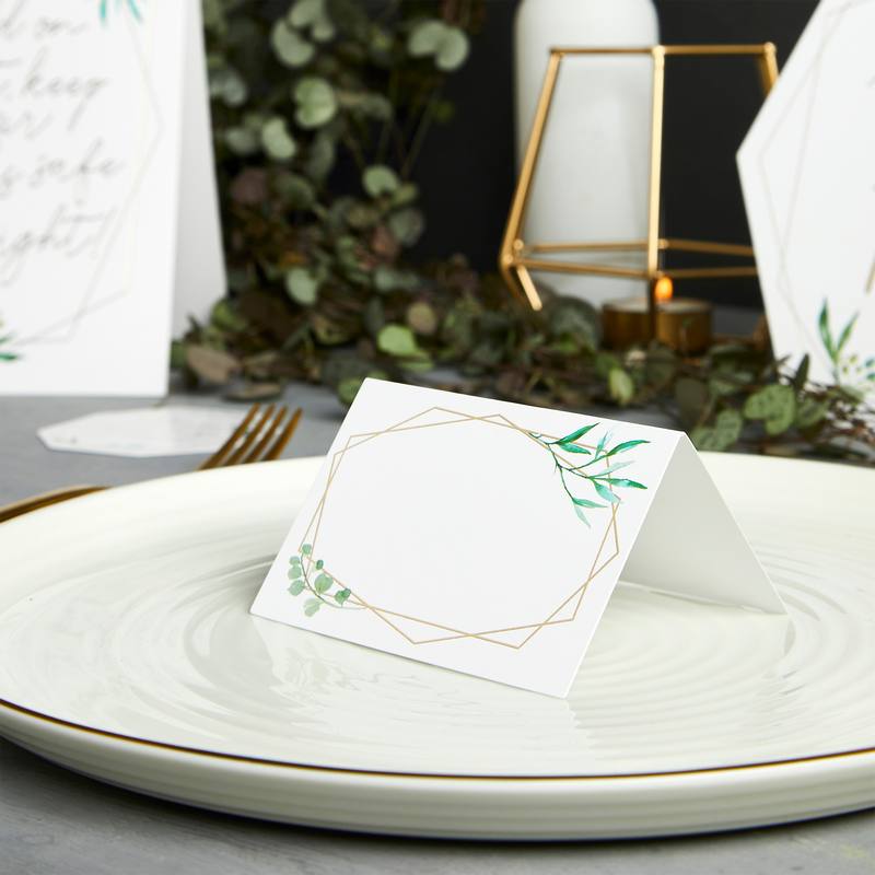 Geometric Bryllup Bordkort - 10 stk (9 x 12 cm) | Bryllup Bordnumre / bordkort / holdere - Temashop