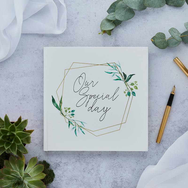 Geometric Bryllup Gæstebog - 1 stk (20,5 x 20,5 cm) | Bryllup Gæstebøger - Temashop