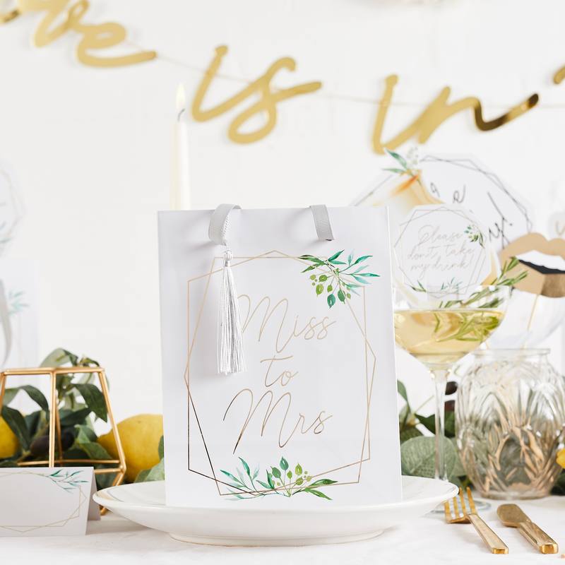 Geometric Miss to Mrs. Gaveposer - 5 stk | Bryllup Poser / Goodiebags - Temashop