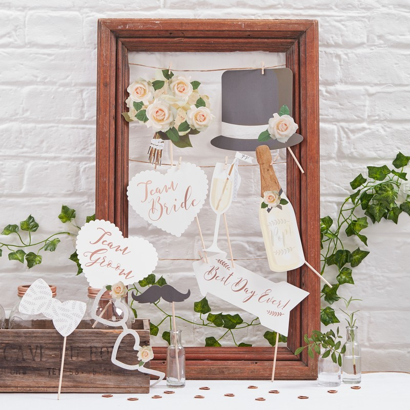Bryllup Photo Booth Rekvisitter - 10 stk (20 x 25 cm) | Bryllup Photobooth - Temashop