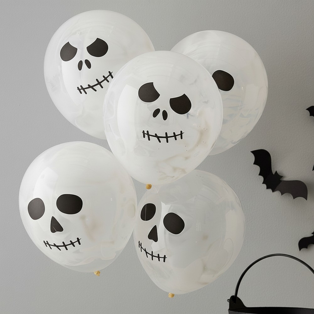 Skelet Balloner - 5 stk (30 cm) | Skelet Ballonbuket - Temashop